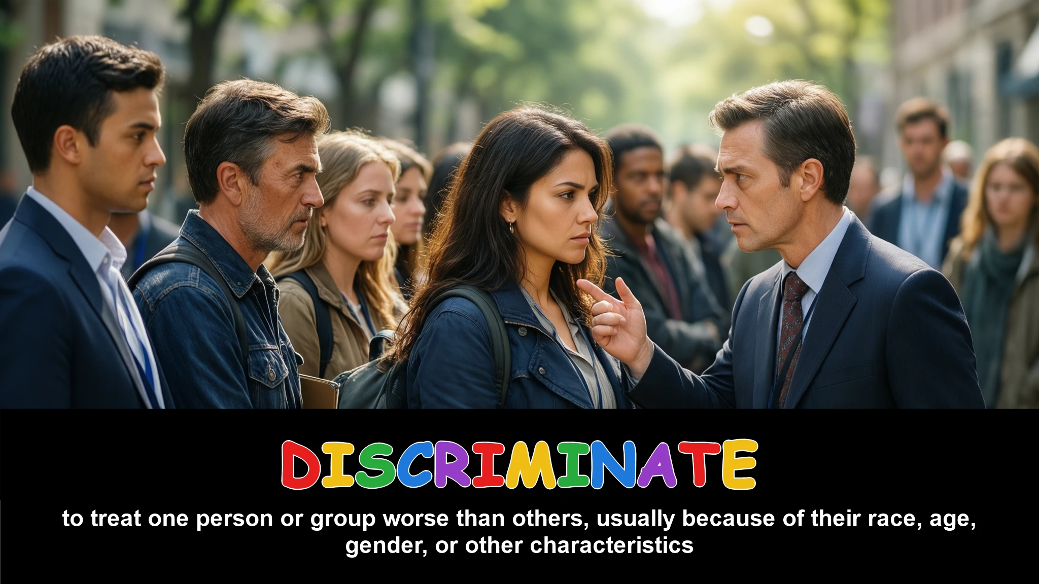English Illustration for discriminate